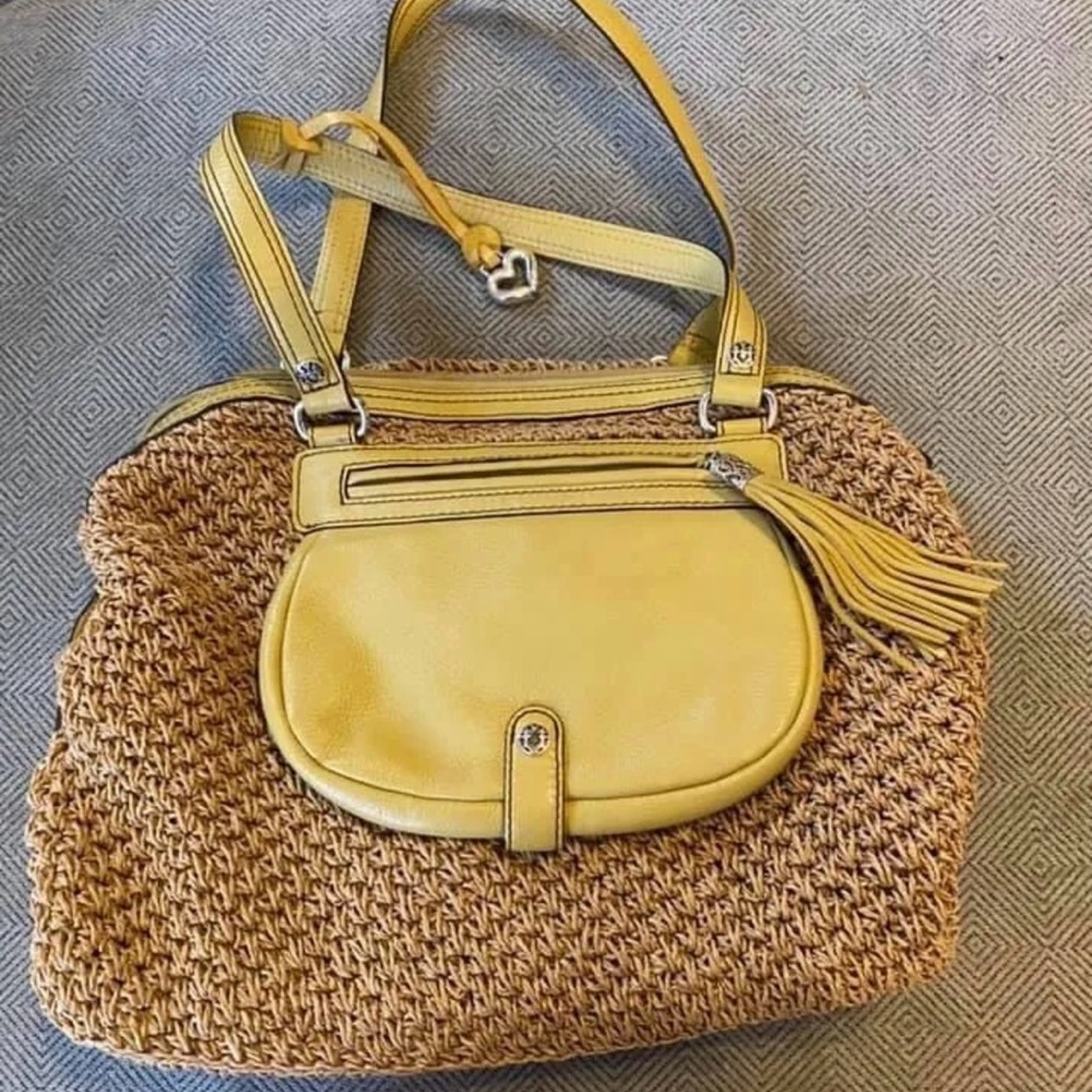 Brighton straw & Yellow Shoulder Bag